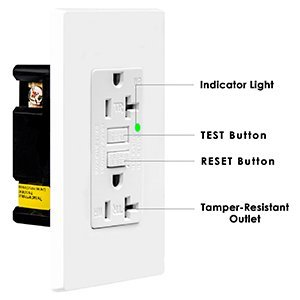 20Amp GFCI Outlet 125 Volt Weather Resistant Receptacle Indicator With LED Light