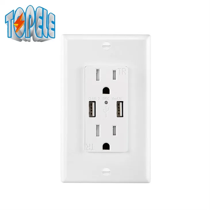 Slimme USB-oplader met hoge snelheid 15A Tamper Resistant stopcontact voor gebruik binnenshuis